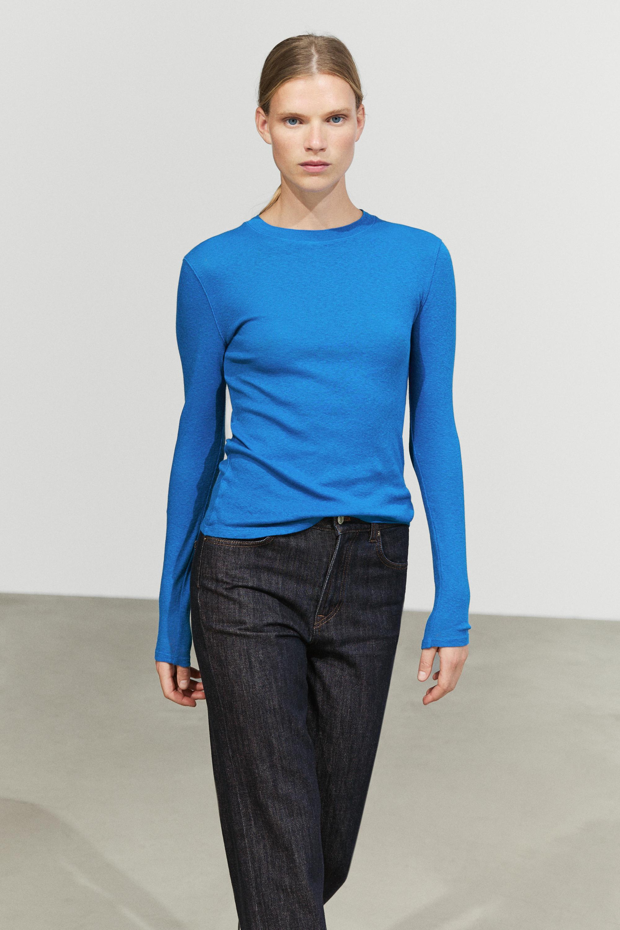 Cotton cashmere blend knit T-shirt
